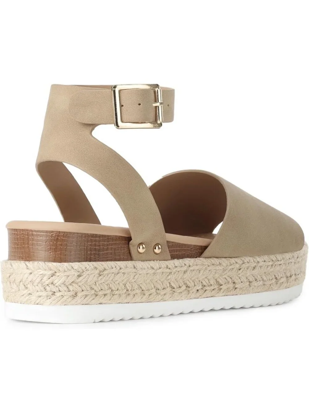 Women's Taupe Comfortable Platform Espadrilles Ankle Strap Wedge Sandal Shoes